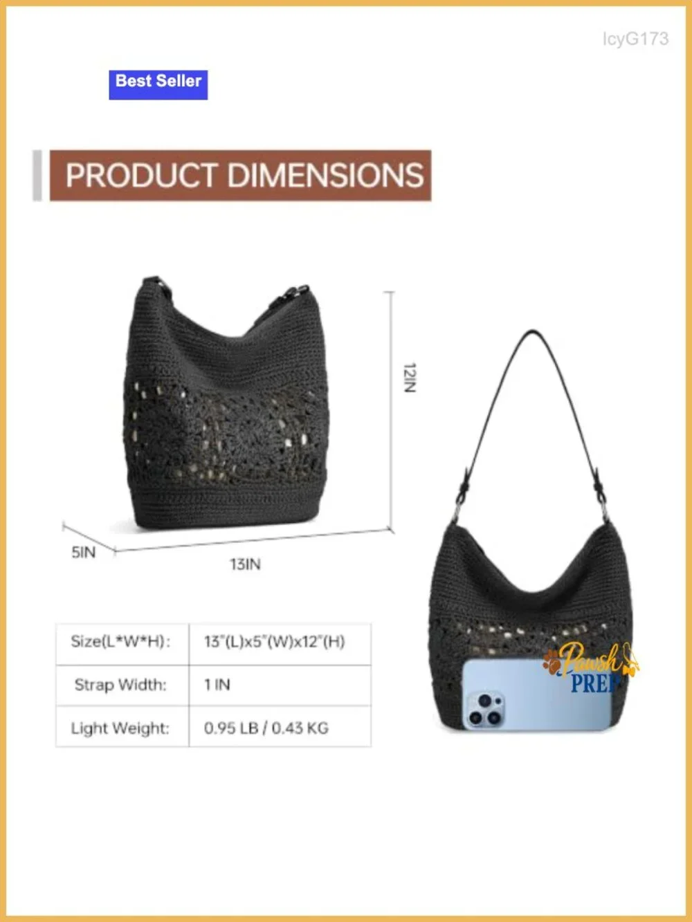 Crochet Hobo Purse Women Woven Shoulder Bag Tote Handbag Boho